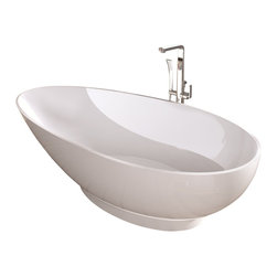 ADM Bathroom Design - ADM Oval Freestanding Bathtub, White, 70.9" - Bathtubs