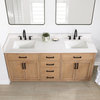 Gavino Vanity With Grain White Composite Stone Top, Light Brown/Matte Black, 72", No Mirror