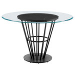 Armen Living - Veronica 48" Round Glass Tabletop Black Iron Base Dining Table - Make a chic and sophisticated statement with the Veronica Round Dining Table with a Glass top, Walnut Panel, and Metal base by Armen Living. With minimalistic and industrial notes, our dining table invokes a chic and contemporary tone in any room. Its glass tabletop is rests on a round walnut veneer panel for a beautiful contrast of materials. The conical base achieves a sleek and airy presence within its metallic detailing. The Veronica dining table serves as a stunning centerpiece for your kitchen, dining, or living space, and its round shape creates a natural hub for inclusive conversations and activities. With a diameter of 48", this dining table can comfortably seat up to 4 people. It offers plenty of aesthetic appeal and comfort to your intimate dinners and family gatherings. This dining table is constructed with high-quality materials and craftsmanship to offer style and functionality for years to come. The Veronica Round Dining Table is available in a Glass tabletop and Walnut Panel with a Black Iron, Brushed Stainless Steel, or Gold Stainless Steel base to effortlessly complement your home.