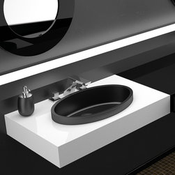Contemporary Black Drop-in Bathroom Sink - Bathroom Sinks
