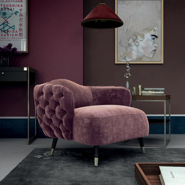 Button Upholstered Designer Velvet Tub chair