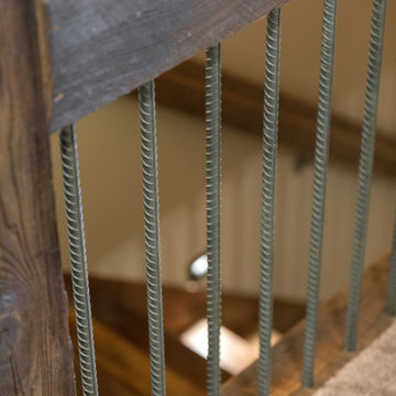 Reclaimed Modern Farmhouse Style Wood Stair Railing with Rebar Balusters