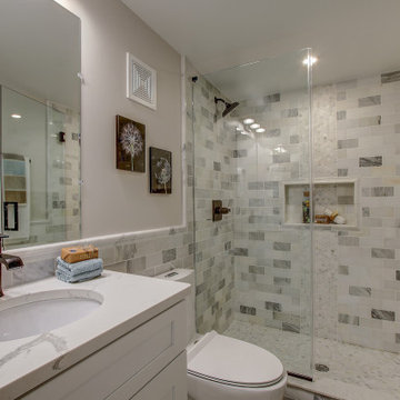 Basement remodeled with bedroom space and extra closet space in Vienna
