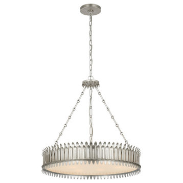 Leslie 27" Chandelier in Burnished Silver Leaf with Frosted Acrylic