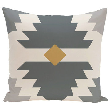 Mesa Geometric Print Pillow, Gray, 16"x16"