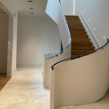Knee Wall Railing with Custom Curved Stairs
