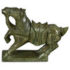 Small Dark Green Chinese Jade Warrior Horse Sculpture