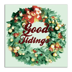 DDCG - Good Tidings Wreath Canvas Wall Art, 20"x20" - Prints And Posters