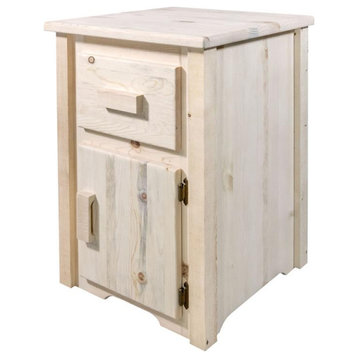 Montana Woodworks Homestead Wood End Table and Door in Natural Lacquered
