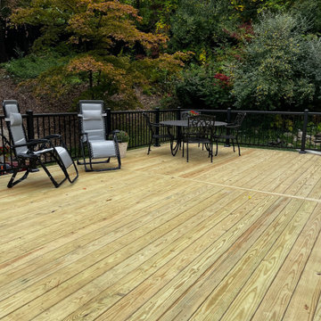 Large pressure treated wood deck