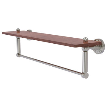 Dottingham 22" Solid Wood Shelf with Towel Bar, Satin Nickel