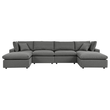 Commix 6-Piece Outdoor Patio Sectional Sofa Charcoal -5585