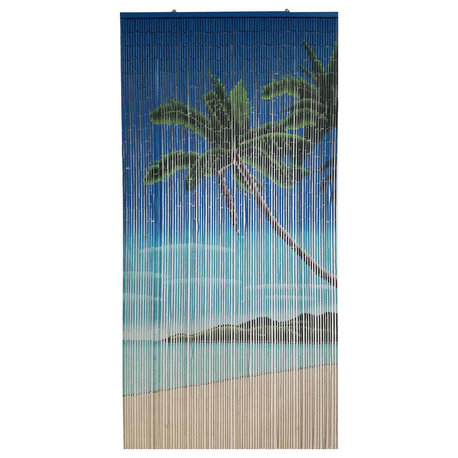 Decorative Bamboo Beaded Door Curtain - Nature-Inspired Design, 36 x 79 Inches, Lagoon