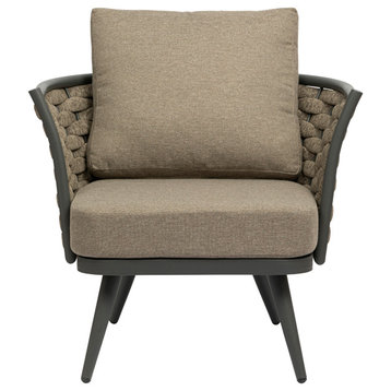 Solna Lounge Chair, Taupe Fabric With Gray Frame