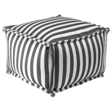nuLOOM Abie Printed Striped Indoor/Outdoor Pouf, Gray