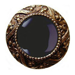 Inviting Home Inc. - Victorian Knob, Antique-Style Brass With Onyx - Cabinet And Drawer Knobs