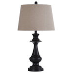 StyleCraft Home Collection - Traditional bronze metal table lamp natural linen drum shade - Accent your decor with this lovely Table Lamp.