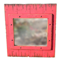 CBF - Rustic Pine Wood Framed Wall Mirrors - Wall Mirrors