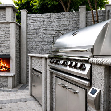 Custom Outdoor Kitchen with 40 inch Grill & Granite Sink