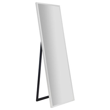 16"x57" Framed Floor Free Standing Mirror With Easel, White