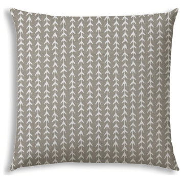 20" X 20" Taupe And White Zippered Polyester Geometric Throw Pillow Cover