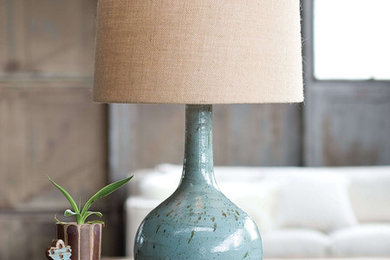 Cottage living room photo in Jacksonville with brown walls