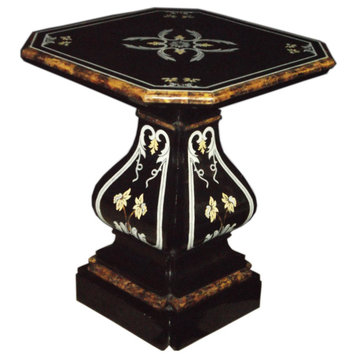 Immanuel Floral Designed Mother of Pearl End Table