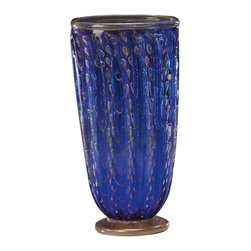 Inviting Home - Blue Venetian Glass Vase - Tabletop