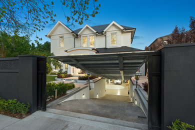 Large contemporary attached four-car garage in Melbourne.