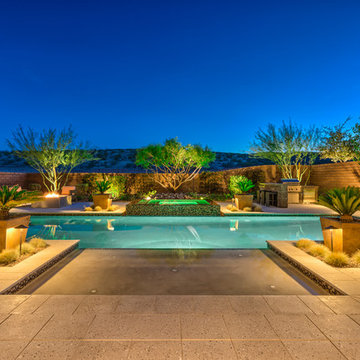 Lap Pool with Rim Flow Spa & Fire Pit