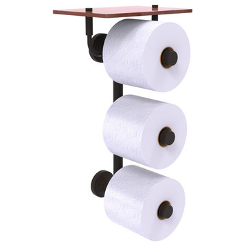 Waverly Place 3 Roll Toilet Paper Holder, Wood Shelf, Oil Rubbed Bronze