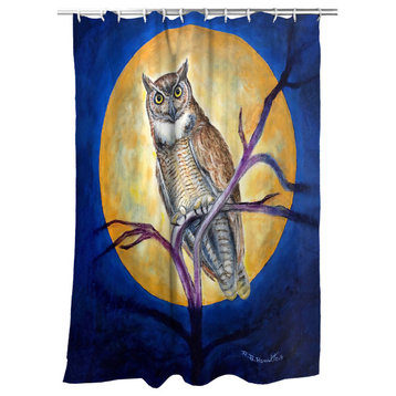 Betsy Drake Owl in Moon Shower Curtain