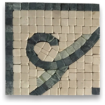 Marble Mosaic Border Accent Tile Infinity Botticino 4.7x4.7 Tumbled, 1 piece