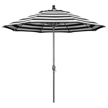 9' Grey Push-Button Tilt Crank Lift Aluminum Umbrella, Sunbrella, Cabana Classic