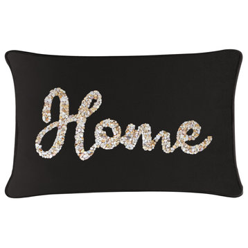 Sparkles Home Shell Home Pillow - 14x20" - Black Velvet