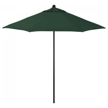 9' Patio Umbrella Black Pole Fiberglass Ribs Push Lift Pacific Premium, Forest Green