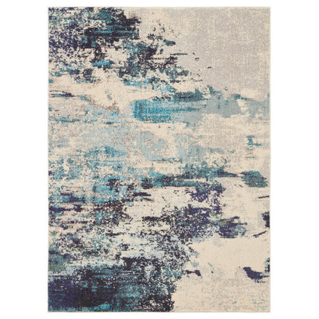 Nourison Celestial 5'3" x 7'3" Ivory/Teal Blue Modern Indoor Area Rug