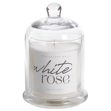 White Rose Scented Candle Jar With Glass Dome
