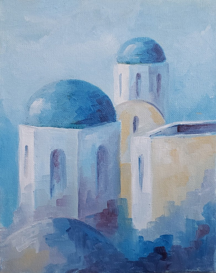SOLD Santorini Blue, 10x8, framed