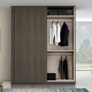 Top hung Frame less sliding wardrobe dark walnut supplied by Inspired Elements