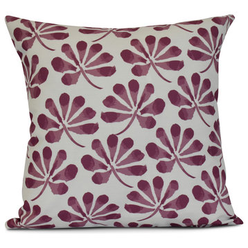 20x20", Floral Outdoor Pillow, Purple