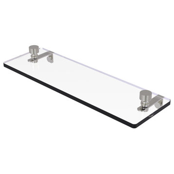 Foxtrot 16" Glass Vanity Shelf with Beveled Edges, Satin Nickel