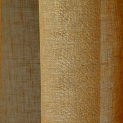 Linen Sheer Solid Drapery in Peach/Natural - Drapery Fabric