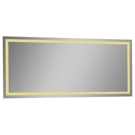 IB MIRROR Dimmable Lighted Bathroom Mirror Harmony 60"x28", Crystal Clear Mirror, 3000 K, Warm White