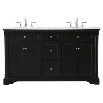 Elegant VF53060DBK 60" Double Bathroom Vanity Set, Black