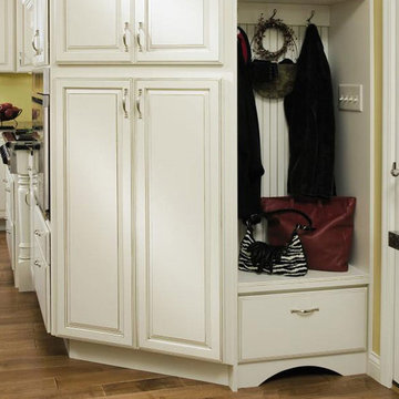 Off White Kitchen with Black Island