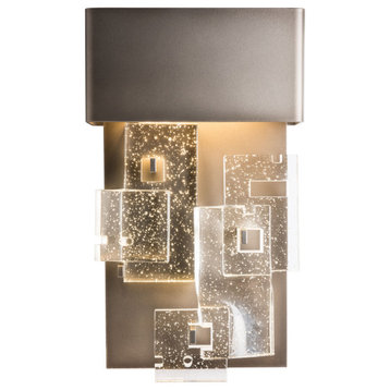 Fusion Small LED Sconce, Dark Smoke Finish, Seeded Clear Glass