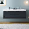 Valencia Wall Hung Double Sink Bathroom Vanity, Dark Slate Gray, 60"