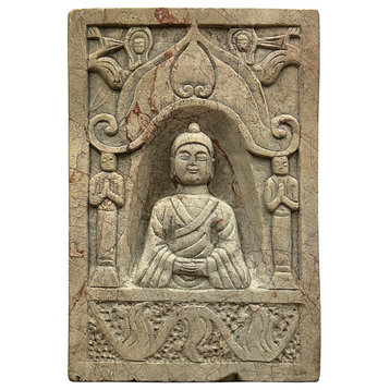 Consigned Antique Chinese Stone Temple Wall Sculpture/Buddha Wall Plaque