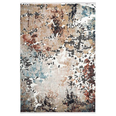 Noble House Calia Boho Chenille Cotton Scatter Rug, 2' x 3', Red and Ivory  